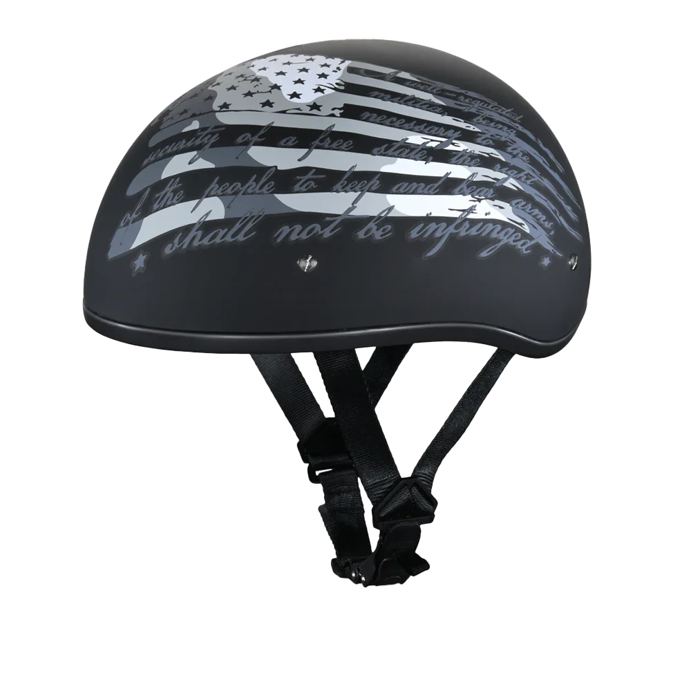 Daytona Helmets DOT Approved Daytona Motorcycle Half Face Helmet - Skull Cap Graphics for Men & Women, Scooters, ATVs, UTVs & Choppers - W/ 2nd Amendment