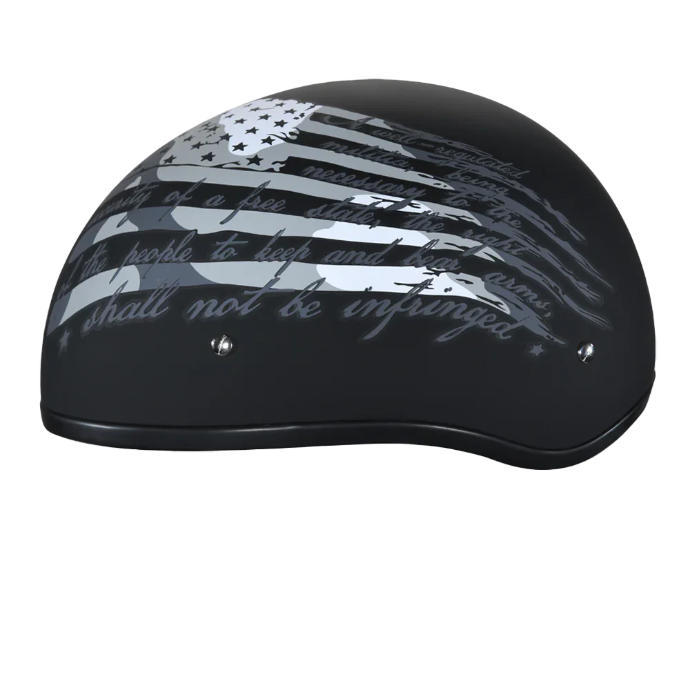 Daytona Helmets DOT Approved Daytona Motorcycle Half Face Helmet - Skull Cap Graphics for Men & Women, Scooters, ATVs, UTVs & Choppers - W/ 2nd Amendment