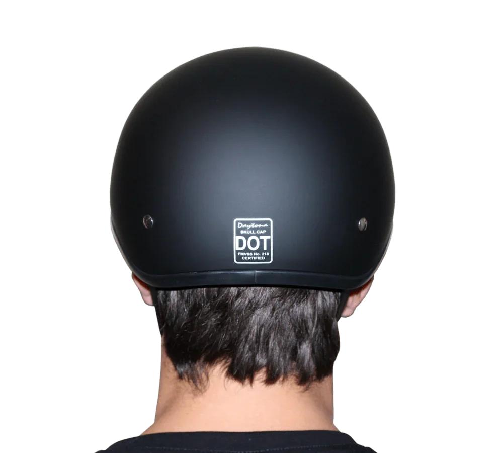 Daytona Helmets DOT Approved Daytona Skull Cap Half Shell Motorcycle Helmet - Beanie Style for Motorcycles, Cruisers, Scooters, and Mopeds - Dull Black