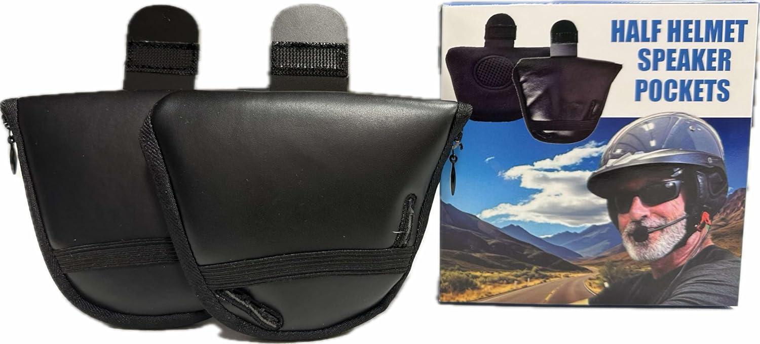 The Helmet Shop Half Helmet Speaker Pouch & Ear Protection Pads – Bluetooth & Corded Headset Compatible