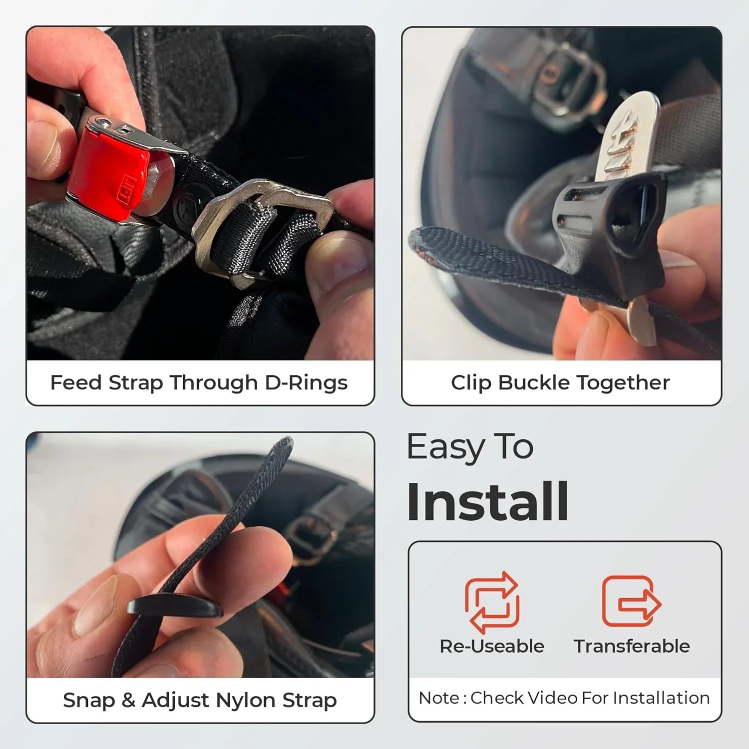 The Helmet Shop Helmet Quick Release Buckle Kit – Ratcheted Stainless Steel Chin Strap Adapter