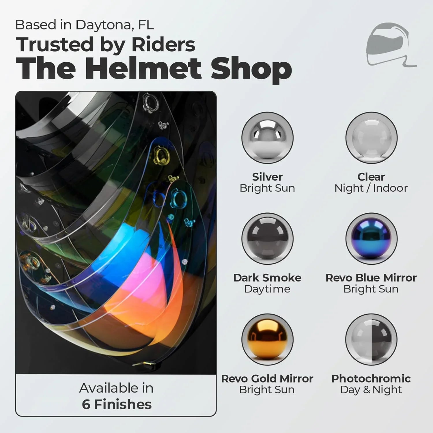 The Helmet Shop HJ-31 Dark Smoke Motorcycle Helmet Visor Compatible with HJC i10 & i70 – Pinlock-Ready Replacement Shield | Optically Correct, UV Protected