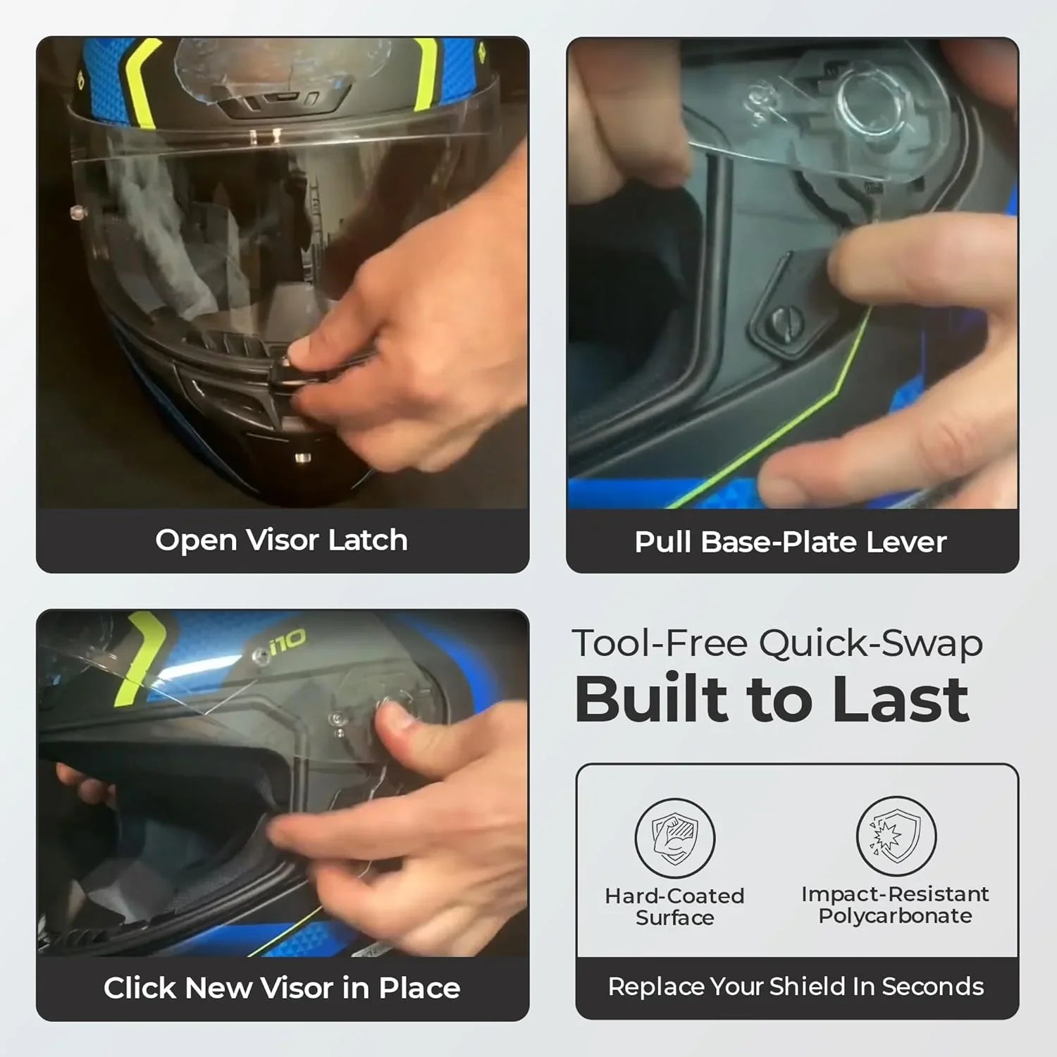 The Helmet Shop HJ-33 Revo Blue Mirror Motorcycle Helmet Visor Compatible with HJC i90, i91 & Harley Modular Helmets – Pinlock-Ready Replacement Shield | Optically Correct, UV Protected