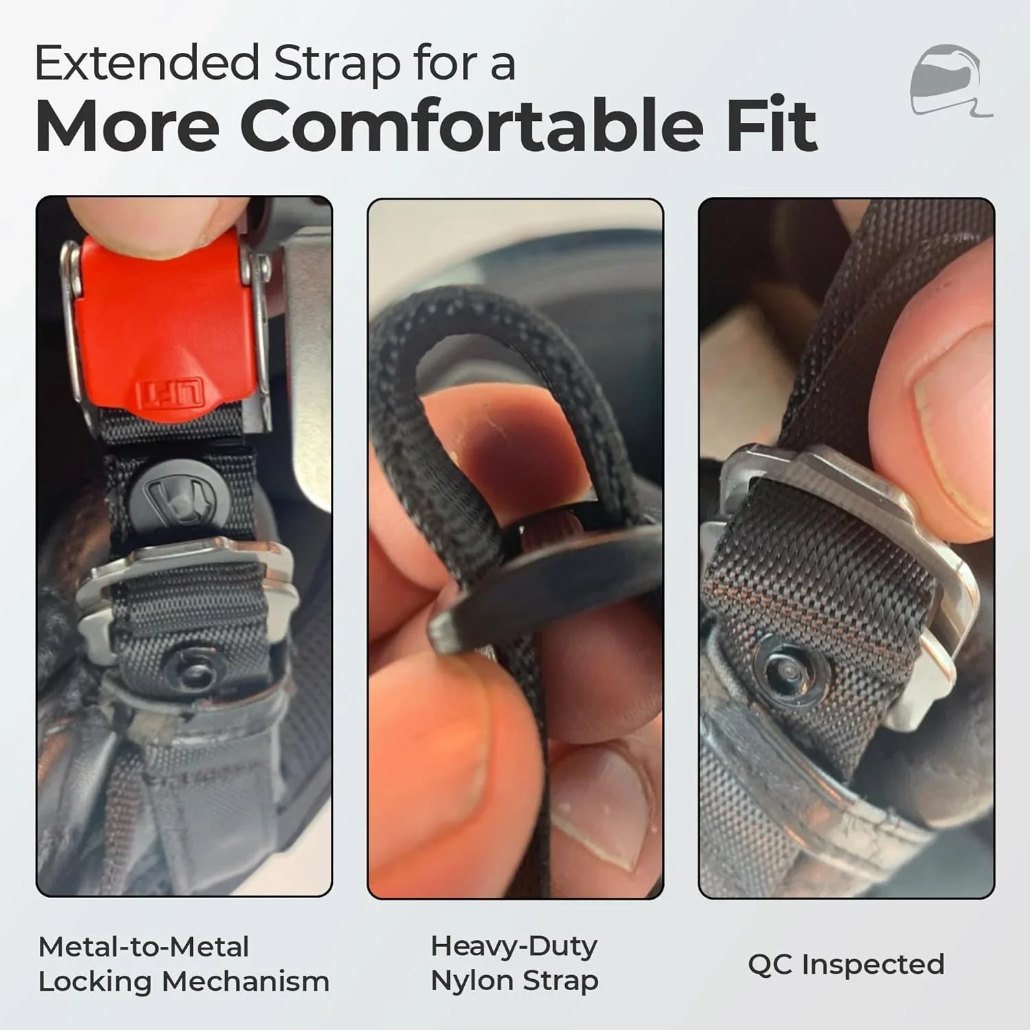 The Helmet Shop Helmet Quick Release Buckle Kit – Ratcheted Stainless Steel Chin Strap Adapter
