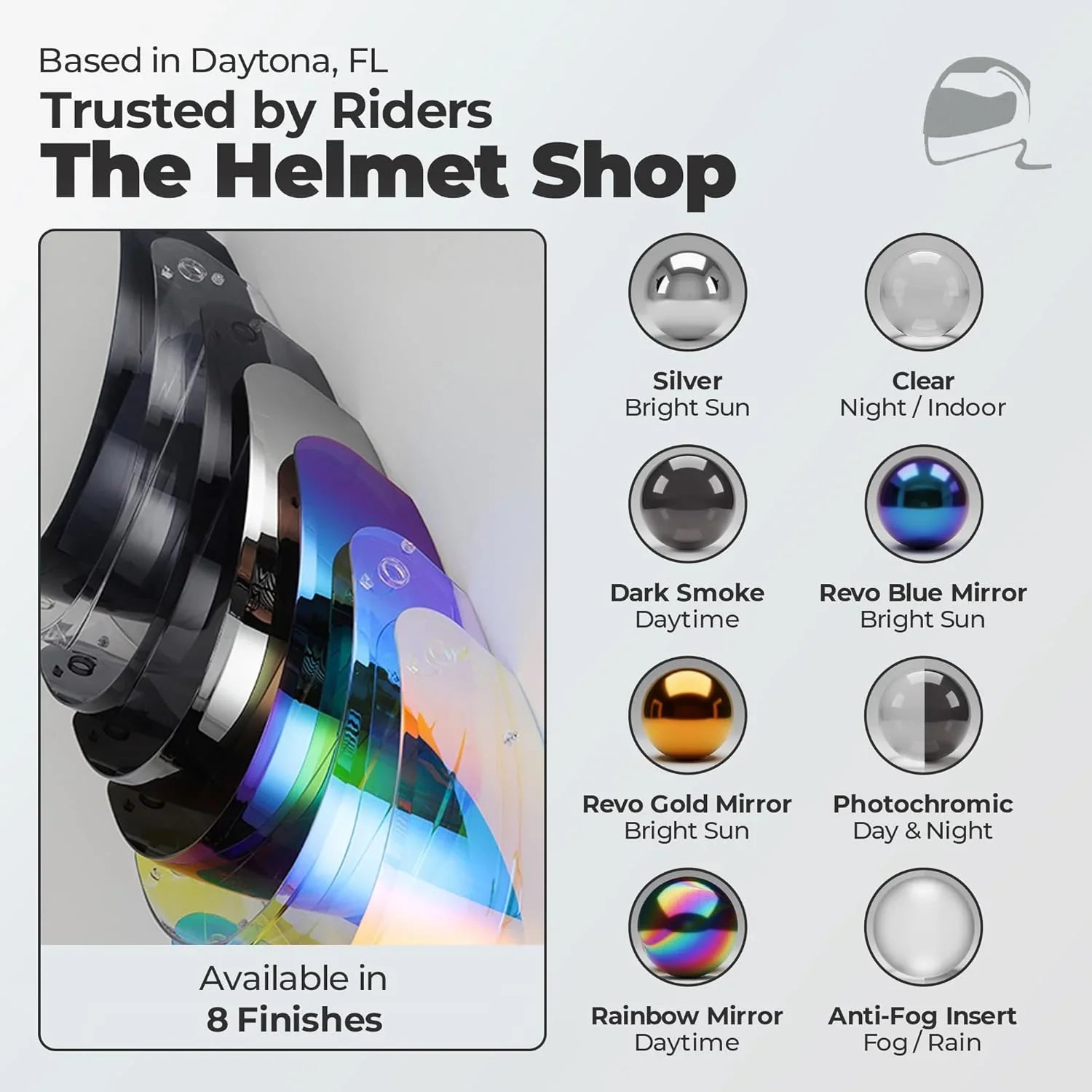 The Helmet Shop HJ-33 Revo Blue Mirror Motorcycle Helmet Visor Compatible with HJC i90, i91 & Harley Modular Helmets – Pinlock-Ready Replacement Shield | Optically Correct, UV Protected