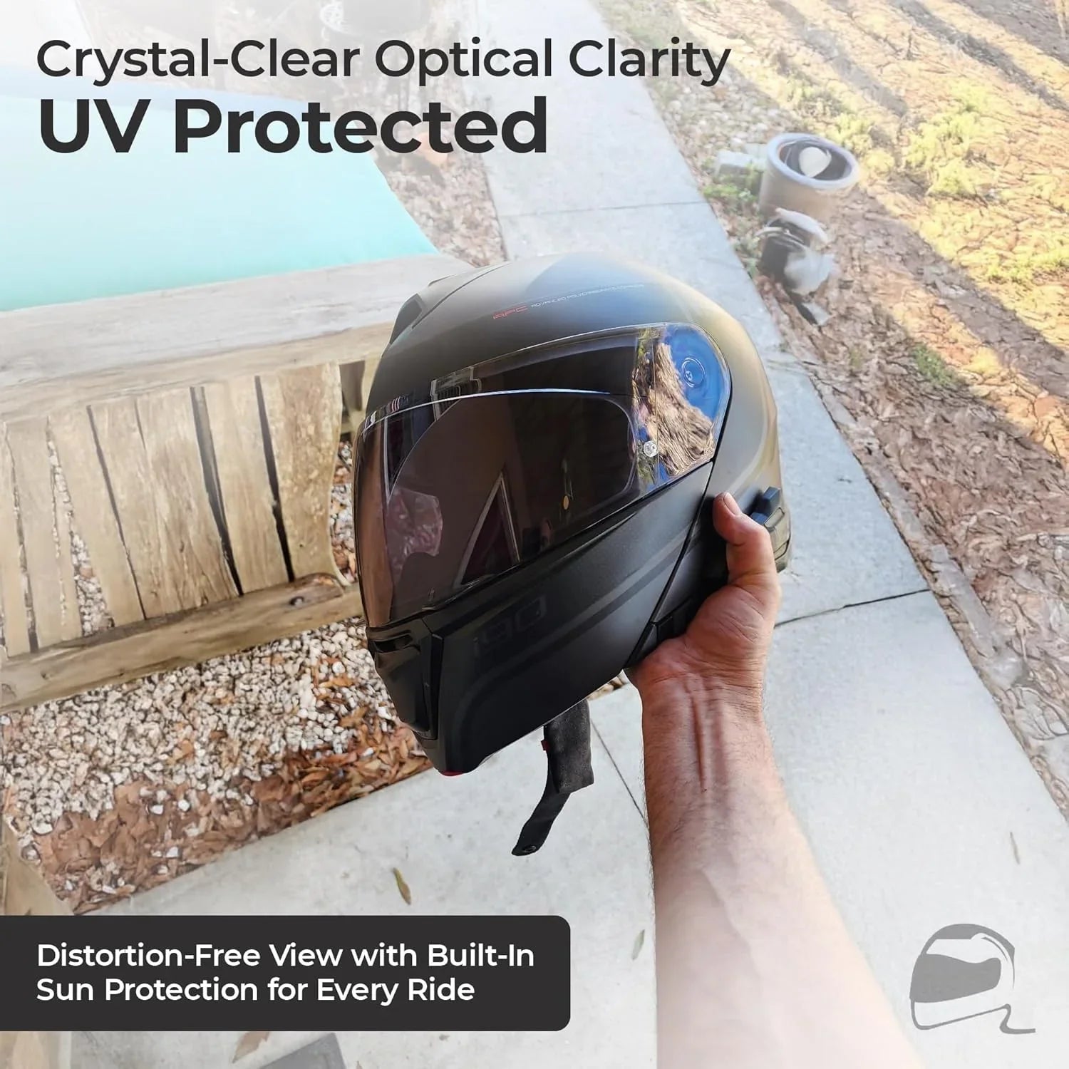 The Helmet Shop HJ-33 Revo Blue Mirror Motorcycle Helmet Visor Compatible with HJC i90, i91 & Harley Modular Helmets – Pinlock-Ready Replacement Shield | Optically Correct, UV Protected