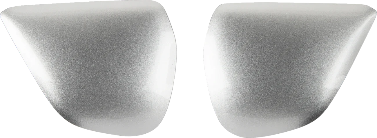 Silver motorcycle helmet cheek pads for comfort and fit