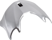 Silver motorcycle helmet visor shield with quick-release mechanism for easy replacement