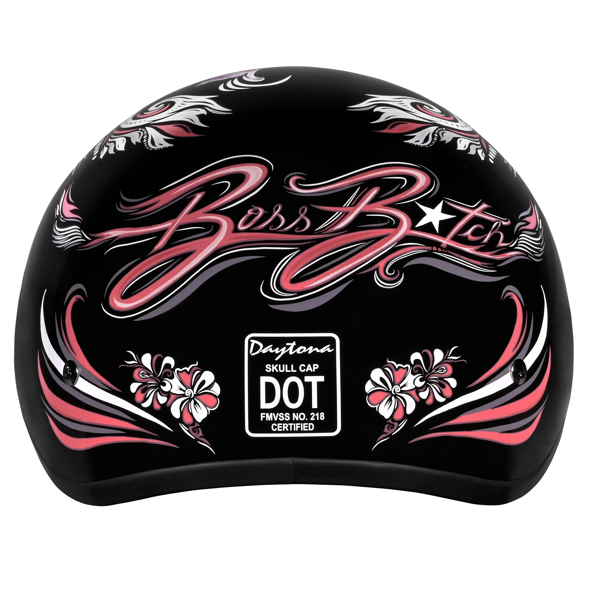 Daytona Helmets DOT Approved Daytona Motorcycle Half Face Helmet - Skull Cap Graphics for Men & Women, Scooters, ATVs, UTVs & Choppers - W/ Boss Bitch