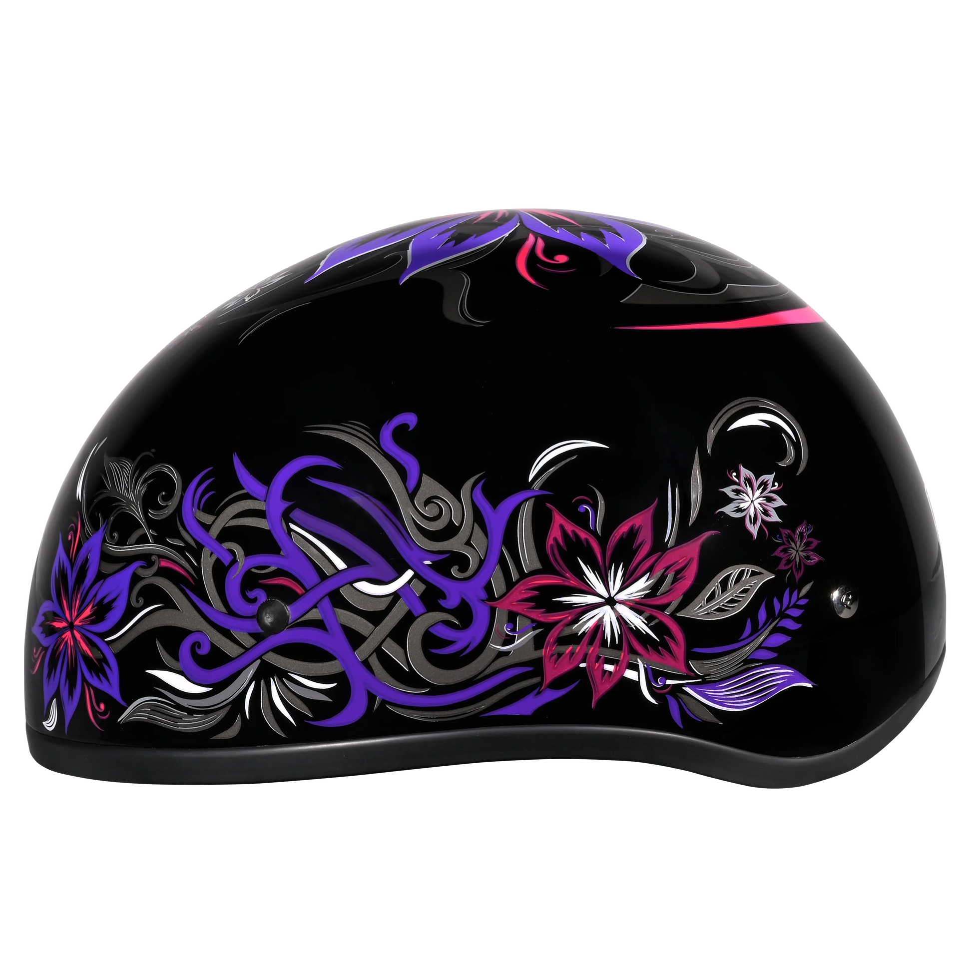 Daytona Helmets DOT Approved Daytona Motorcycle Half Face Helmet - Skull Cap Graphics for Men & Women, Scooters, ATVs, UTVs & Choppers - W/ Flowers