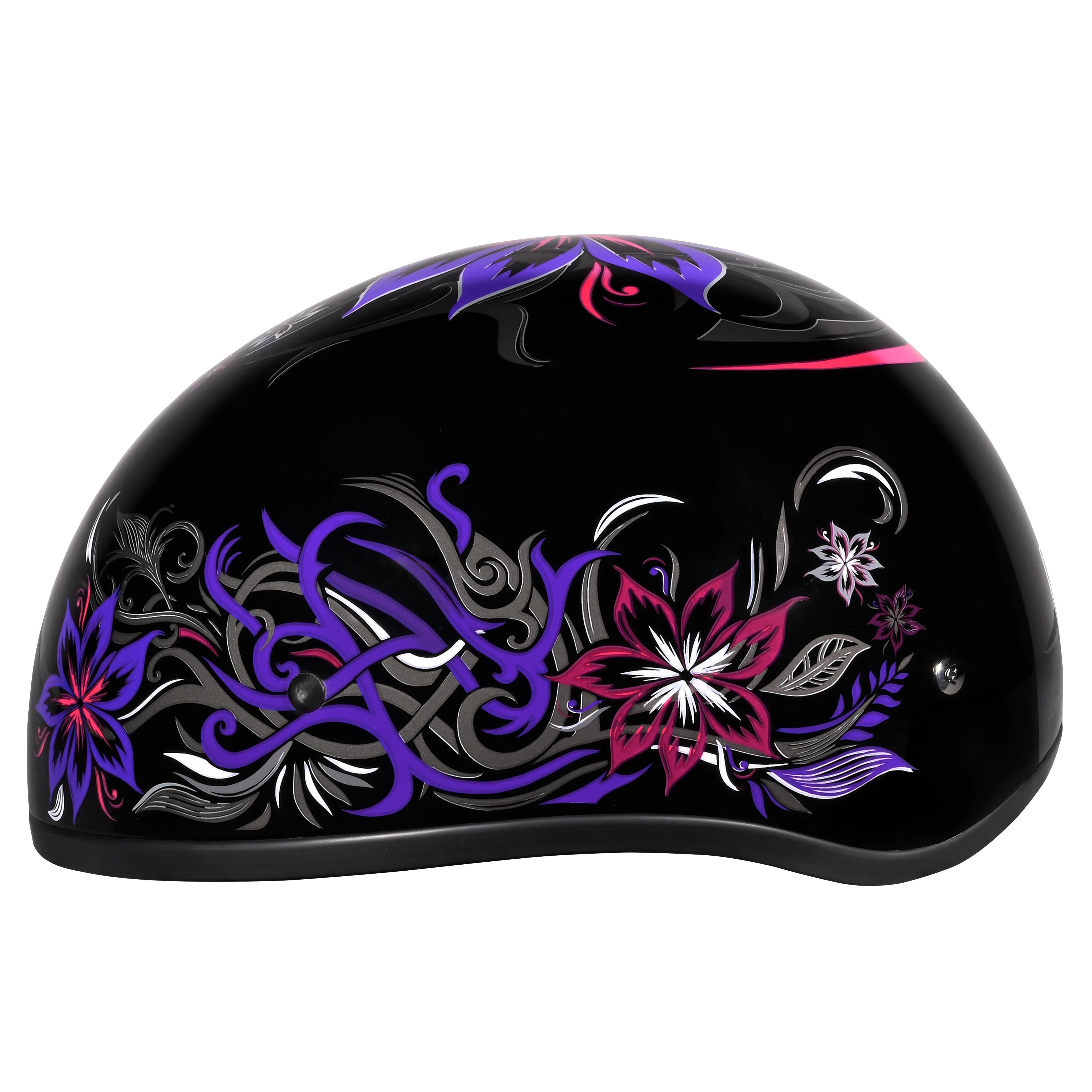 Daytona Helmets DOT Approved Daytona Motorcycle Half Face Helmet - Skull Cap Graphics for Men & Women, Scooters, ATVs, UTVs & Choppers - W/ Flowers