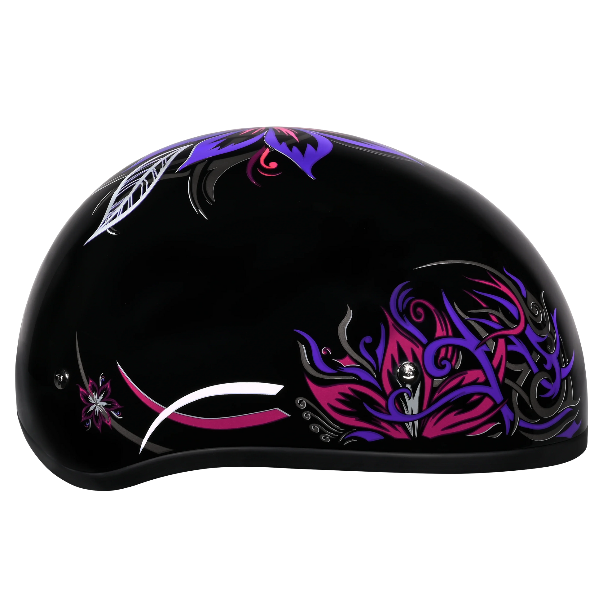 Daytona Helmets DOT Approved Daytona Motorcycle Half Face Helmet - Skull Cap Graphics for Men & Women, Scooters, ATVs, UTVs & Choppers - W/ Flowers