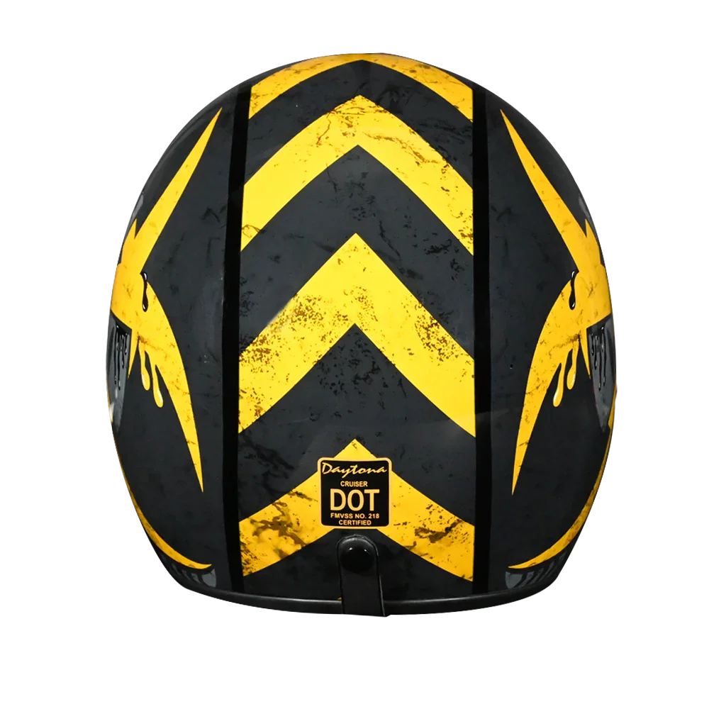 Daytona Helmets DOT Approved Daytona Cruiser Open Face Motorcycle Helmet - Men, Women & Youth - With Visor & Graphics - W/ Toxic