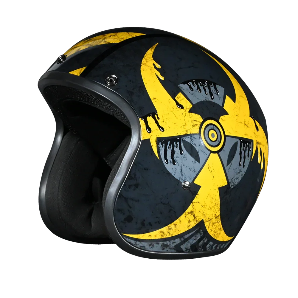 Daytona Helmets DOT Approved Daytona Cruiser Open Face Motorcycle Helmet - Men, Women & Youth - With Visor & Graphics - W/ Toxic