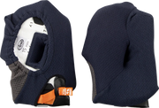 Arai 15mm motorcycle helmet comfort liner with emergency pull tab, navy blue textured padding
