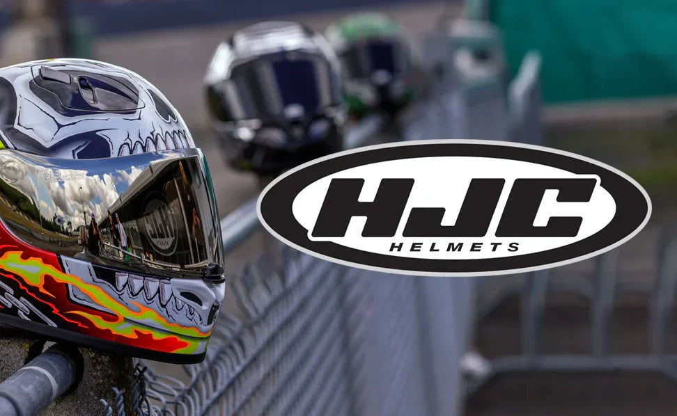 HJC helmets with a blurred background