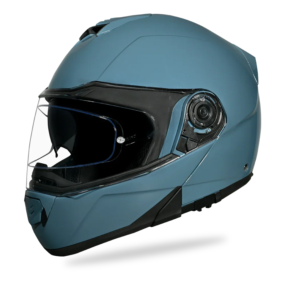Daytona Helmets Daytona Glide Modular Motorcycle Helmet - DOT Approved, Bluetooth Ready, Dual Visor, Men/Women/Youth- Shark Blu