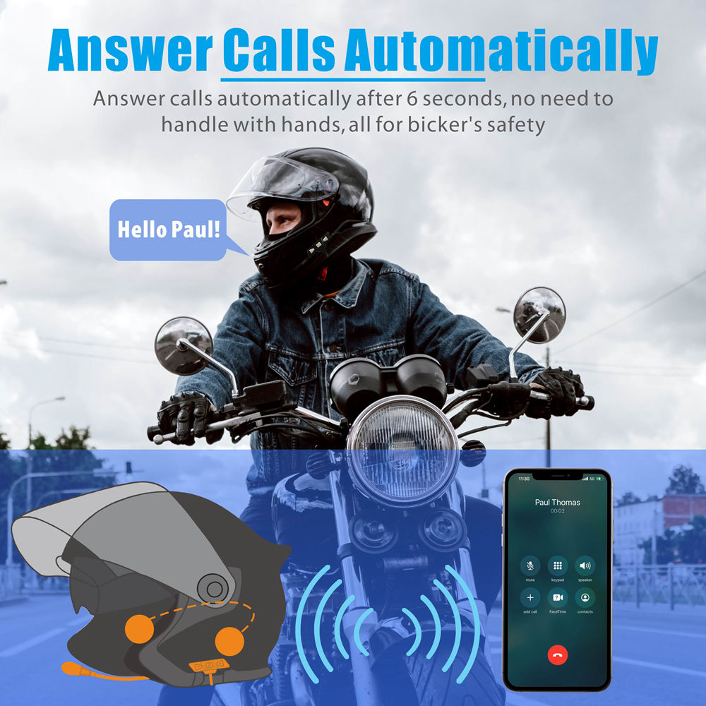 Intercom Bluetooth Headset For Full-Face Helmets- Single Pack