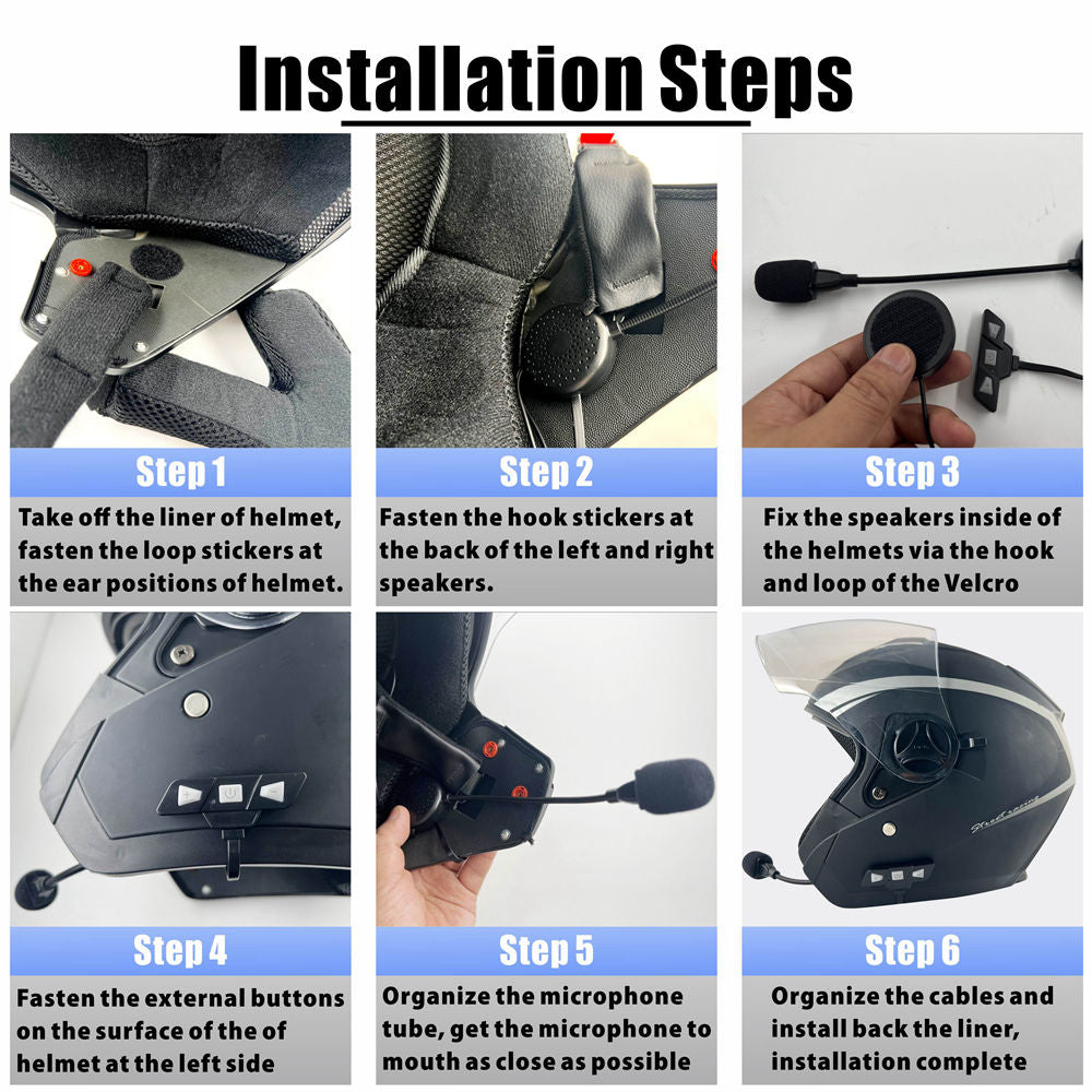 Intercom Bluetooth Headset For Full-Face Helmets- Single Pack
