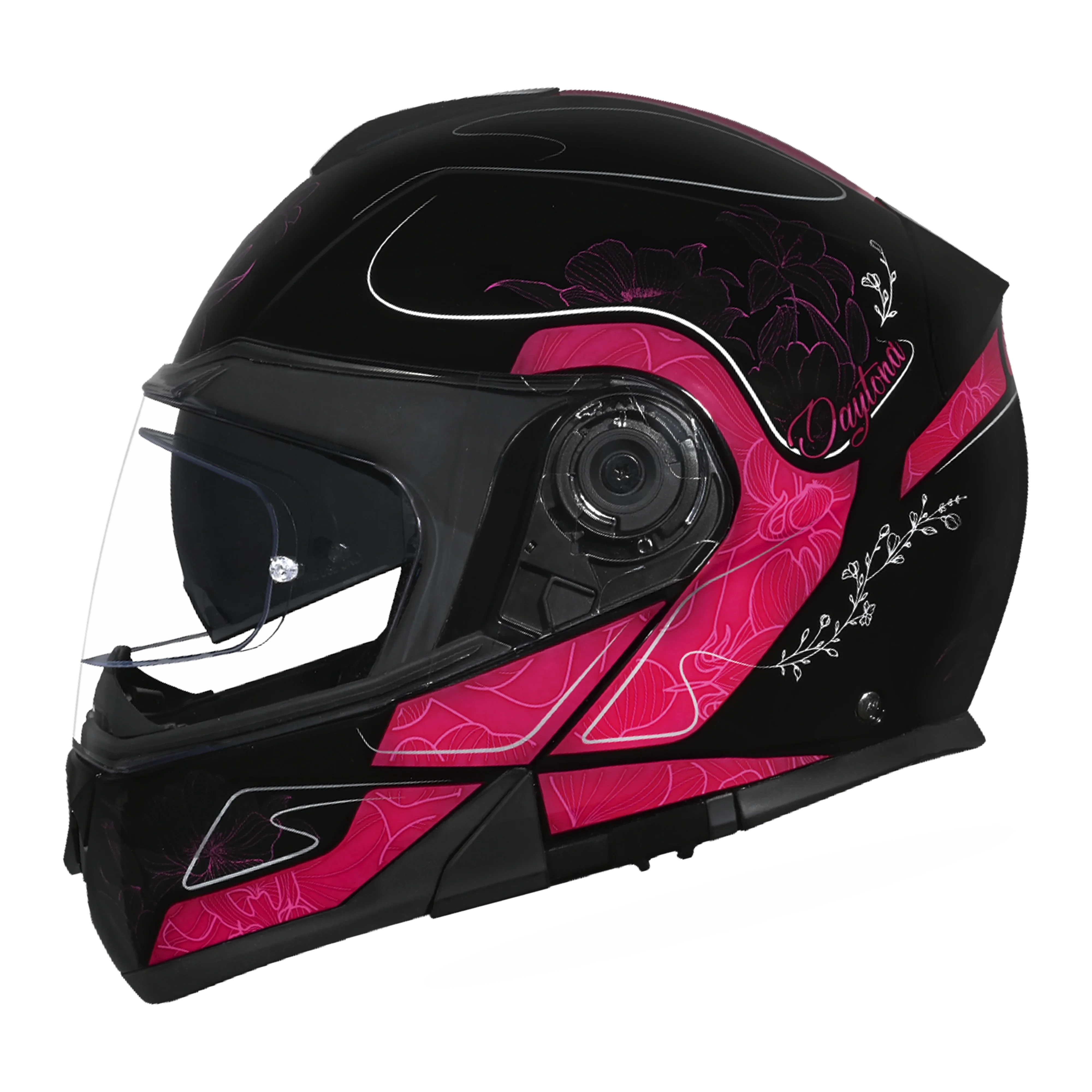 Daytona Helmets Daytona Glide Modular Motorcycle Helmet - DOT Approved, Bluetooth Ready, Dual Visor, Men/Women/Youth - W/ Flowers