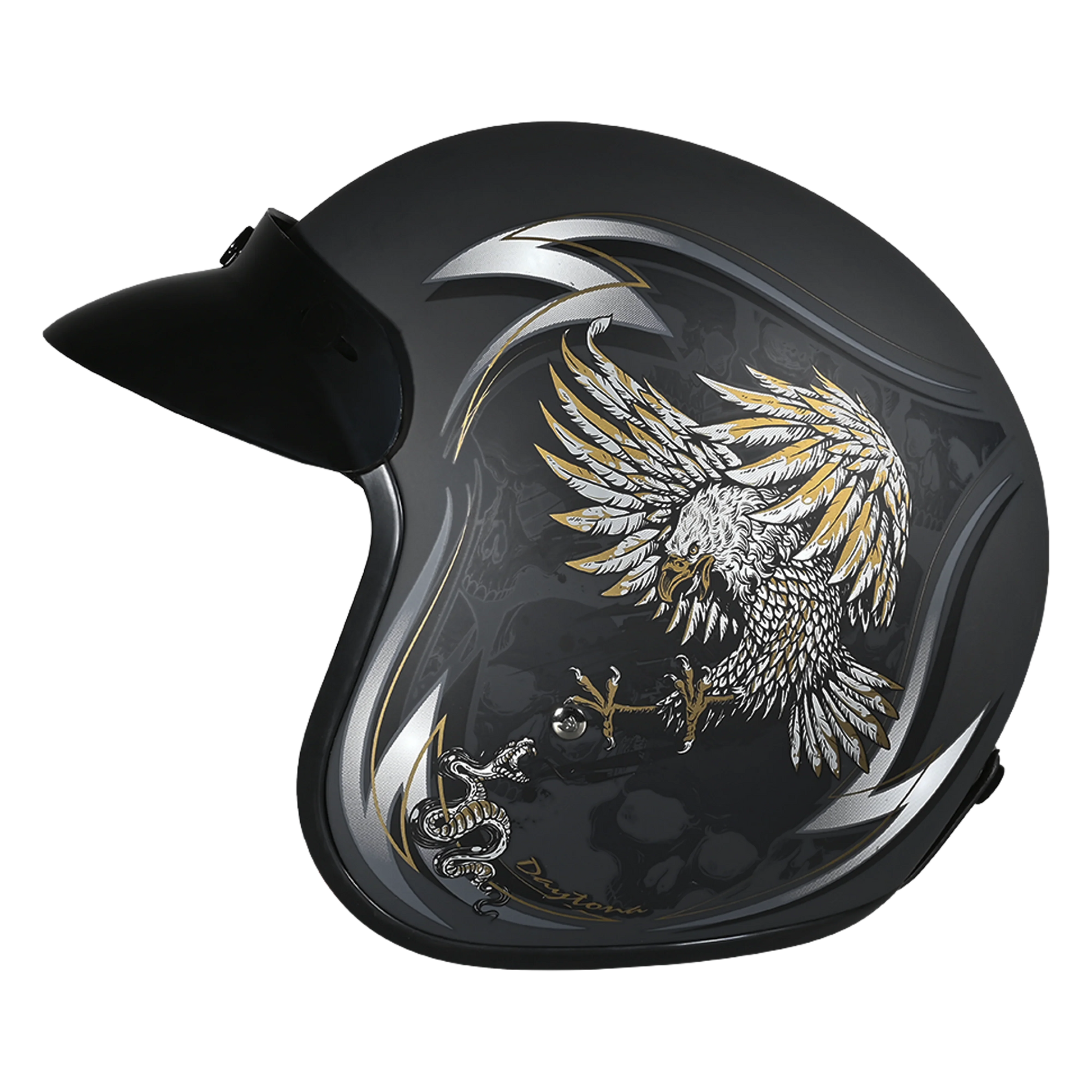 Daytona Helmets DOT Approved Daytona Cruiser Open Face Motorcycle Helmet - Men, Women & Youth - With Visor & Graphics - W/ Wild Soul