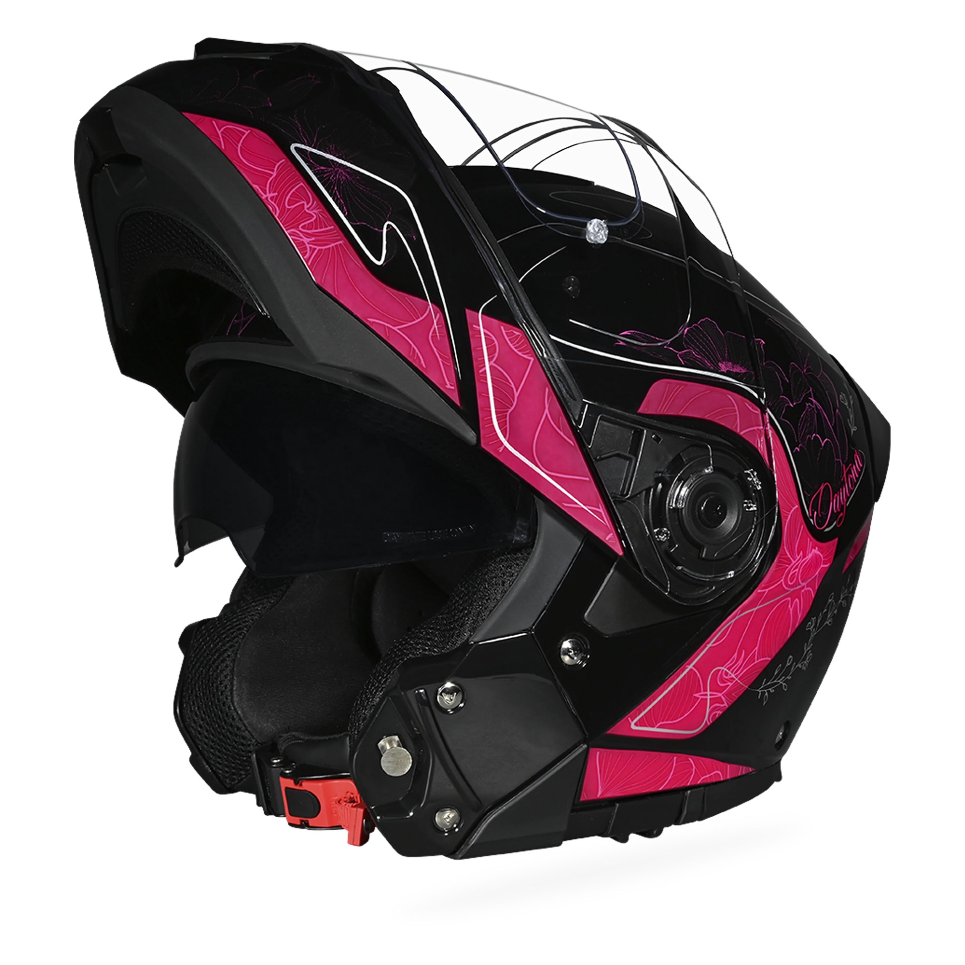 Daytona Helmets Daytona Glide Modular Motorcycle Helmet - DOT Approved, Bluetooth Ready, Dual Visor, Men/Women/Youth - W/ Flowers