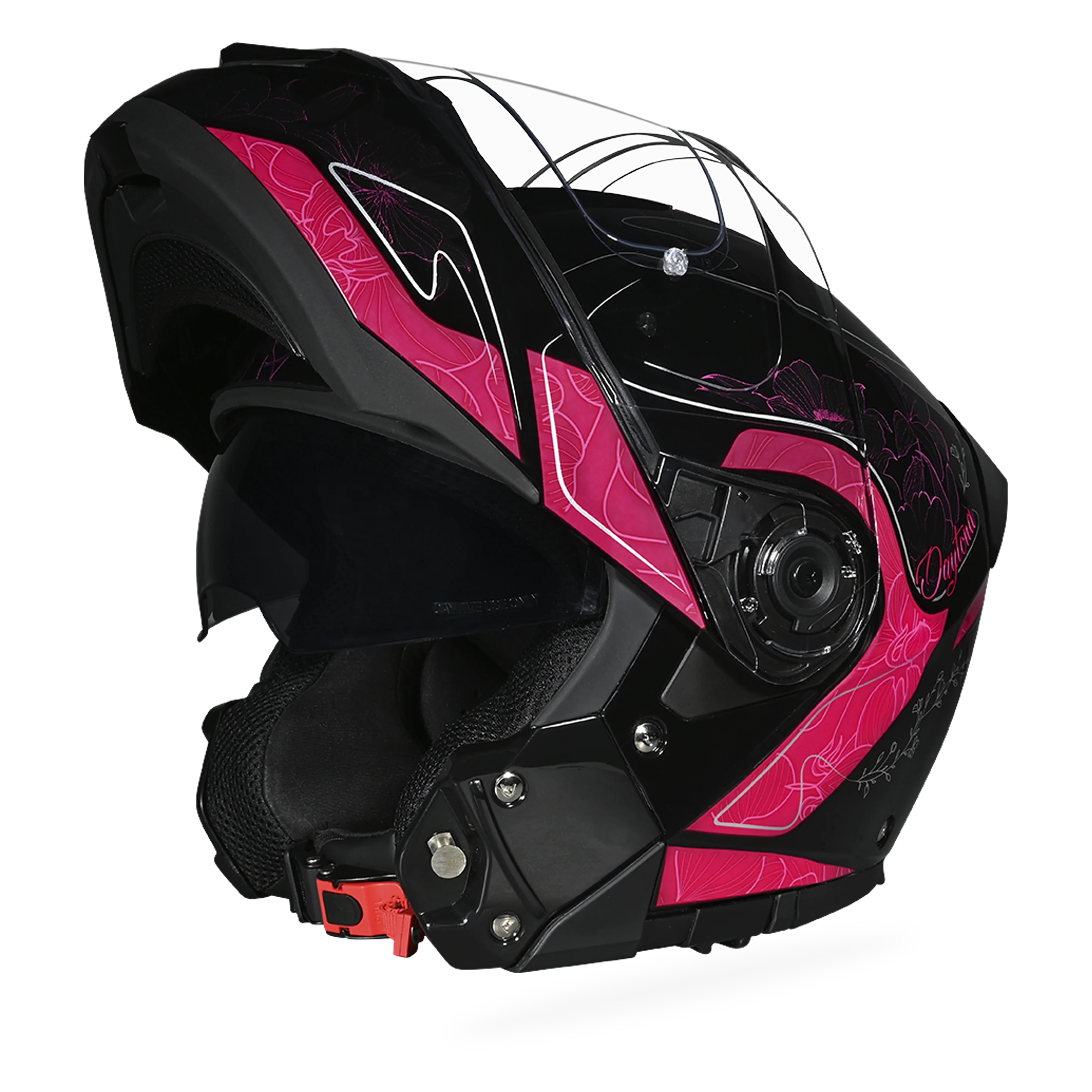 Daytona Helmets Daytona Glide Modular Motorcycle Helmet - DOT Approved, Bluetooth Ready, Dual Visor, Men/Women/Youth - W/ Flowers
