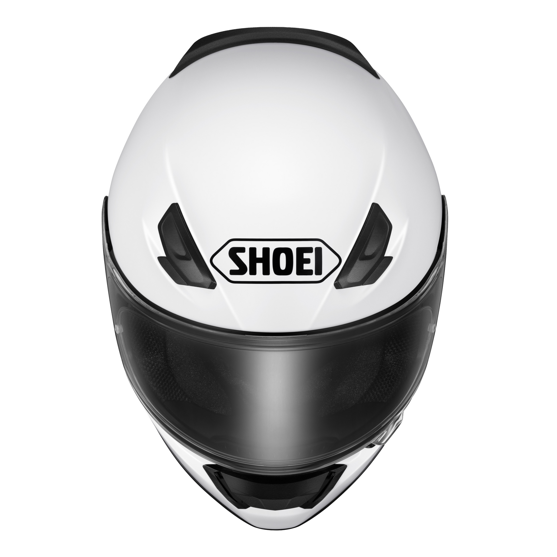 Top view of the Shoei RF-SR 2 helmet in White showing the twin upper intake vents and AIM+ shell profile