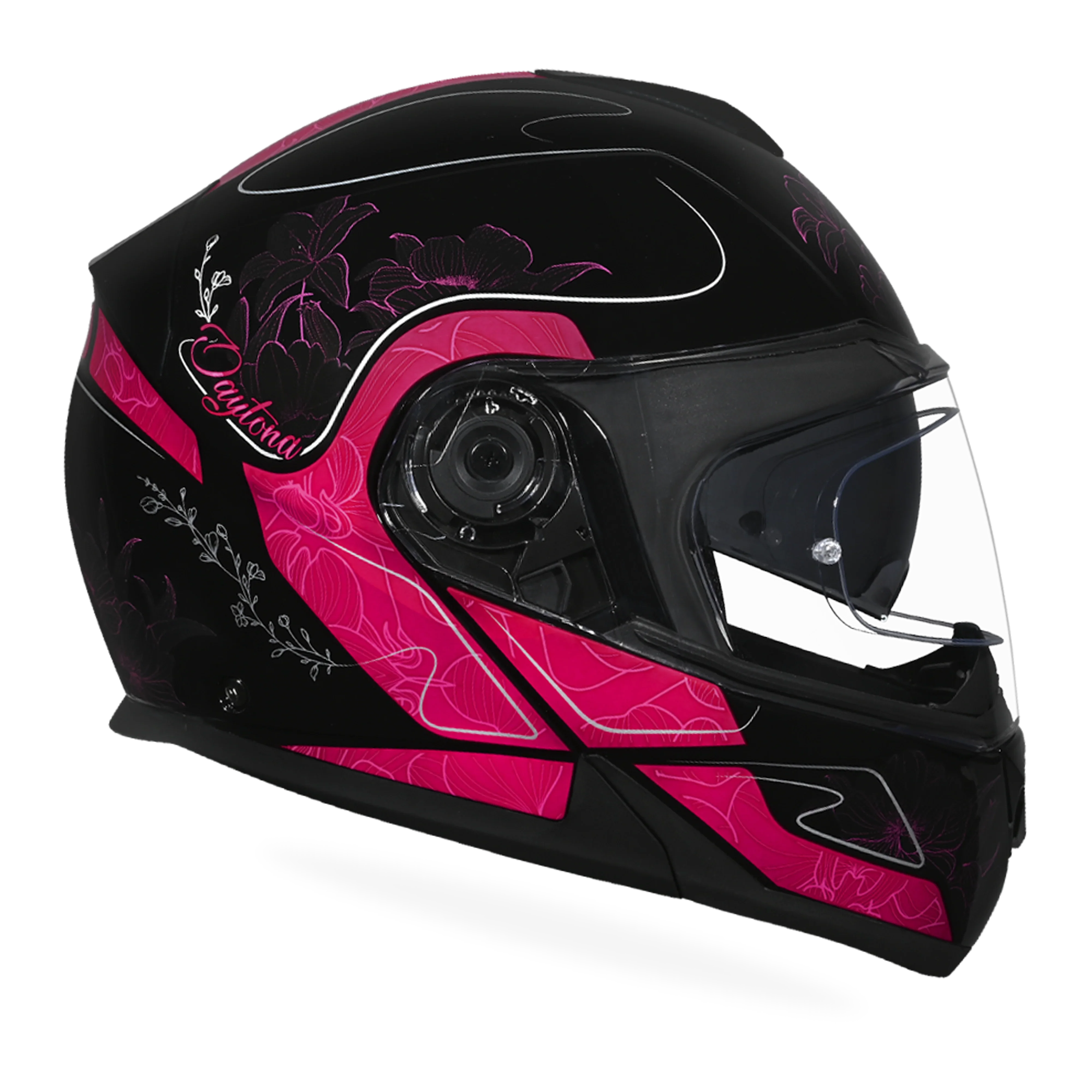 Daytona Helmets Daytona Glide Modular Motorcycle Helmet - DOT Approved, Bluetooth Ready, Dual Visor, Men/Women/Youth - W/ Flowers