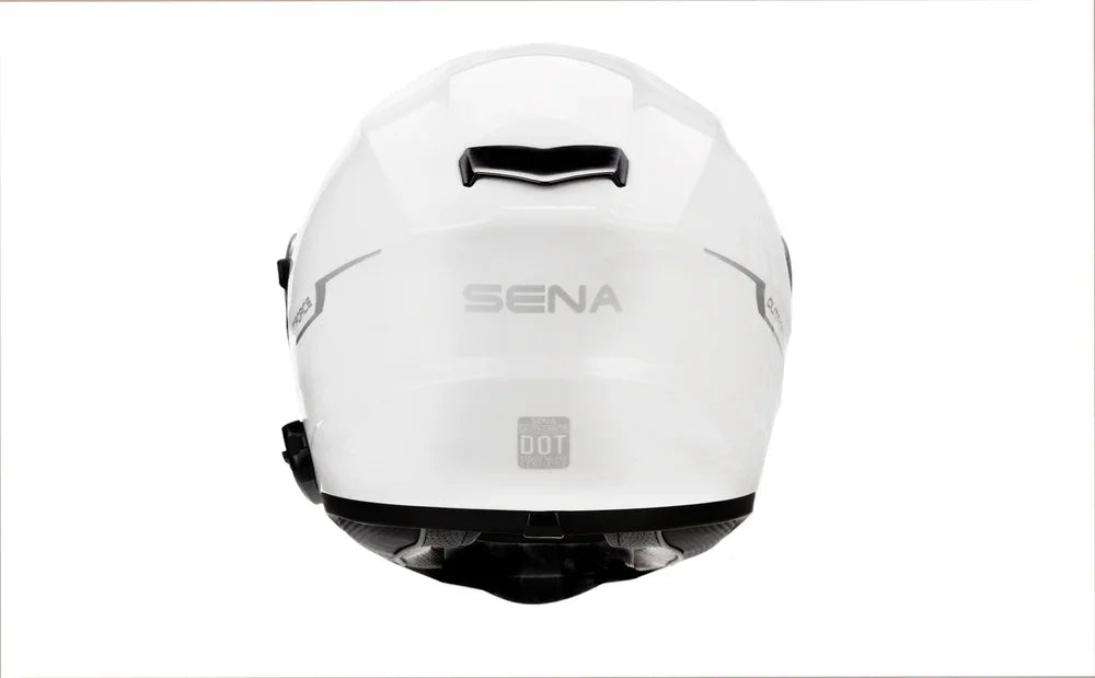 White helmet with 'Sena' branding on a white background