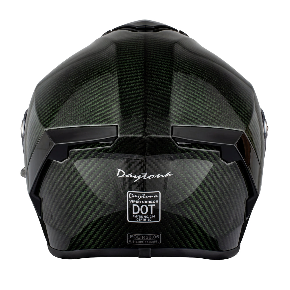 D.O.T. & ECE Daytona Viper Full Face Helmet- Green Carbon Fiber