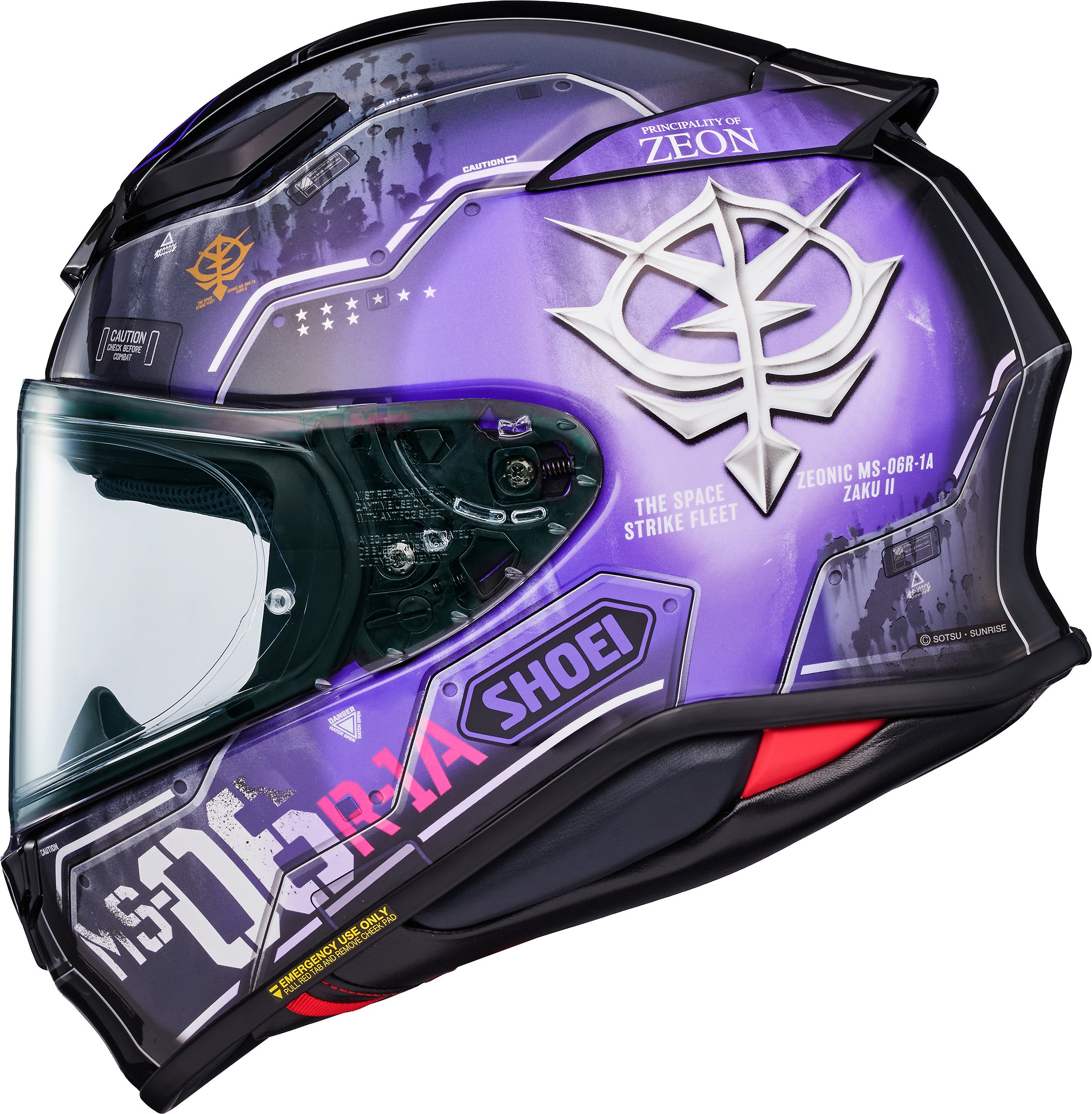 Shoei RF-1400 Black Ti-Star's Zaku II High Mobility Type Full Face Helmet - TC-12 - side