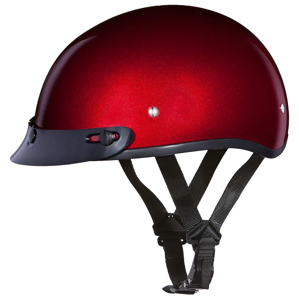 Daytona Helmets DOT Approved Daytona Skull Cap Half Shell Motorcycle Helmet - Beanie Style for Motorcycles, Cruisers, Scooters, and Mopeds - Black Cherry