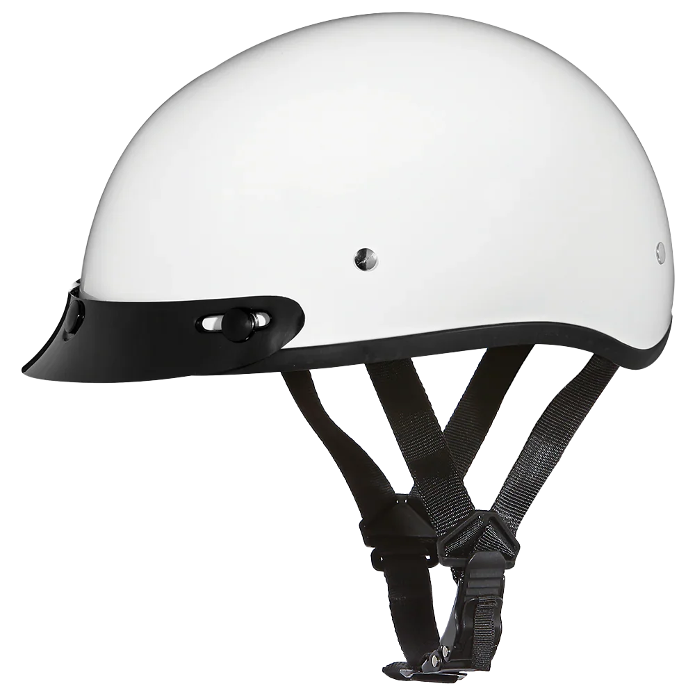 Daytona Helmets DOT Approved Daytona Skull Cap Half Shell Motorcycle Helmet - Beanie Style for Motorcycles, Cruisers, Scooters, and Mopeds - Hi-Gloss White