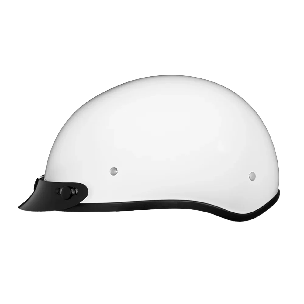 Daytona Helmets DOT Approved Daytona Skull Cap Half Shell Motorcycle Helmet - Beanie Style for Motorcycles, Cruisers, Scooters, and Mopeds - Hi-Gloss White