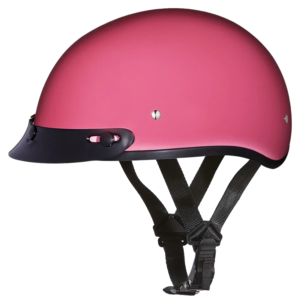Daytona Helmets DOT Approved Daytona Skull Cap Half Shell Motorcycle Helmet - Beanie Style for Motorcycles, Cruisers, Scooters, and Mopeds - Hi-Gloss Pink