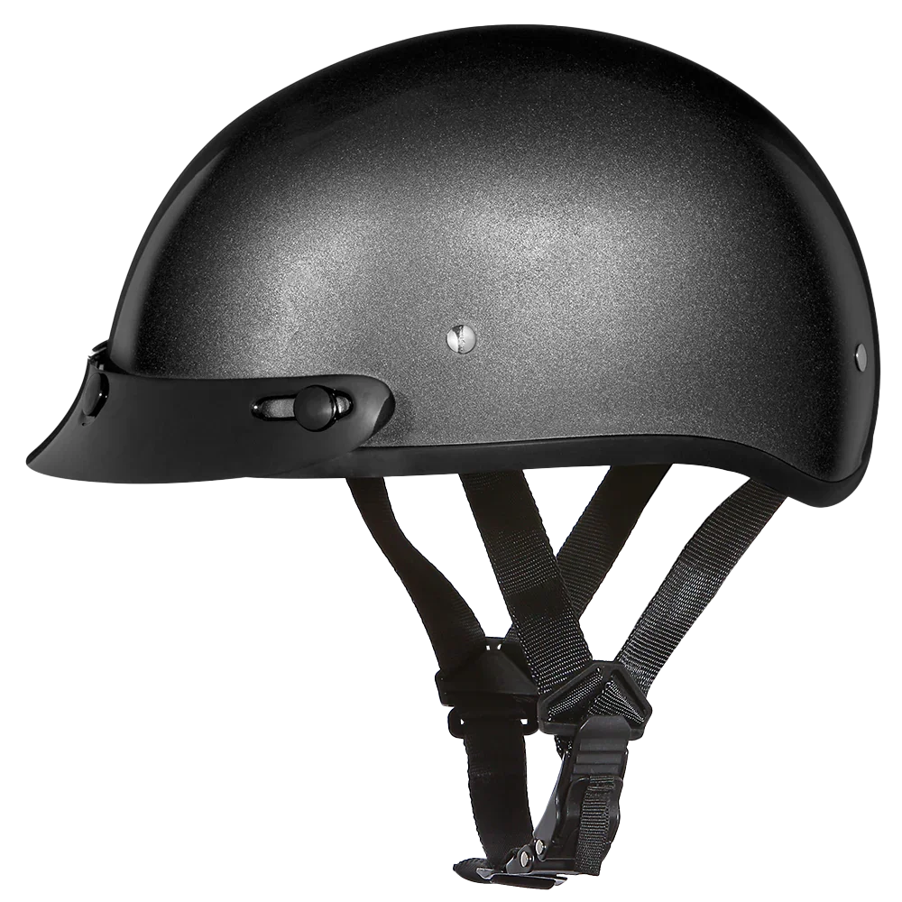 Daytona Helmets DOT Approved Daytona Skull Cap Half Shell Motorcycle Helmet - Beanie Style for Motorcycles, Cruisers, Scooters, and Mopeds - Gun Metal Grey Metallic