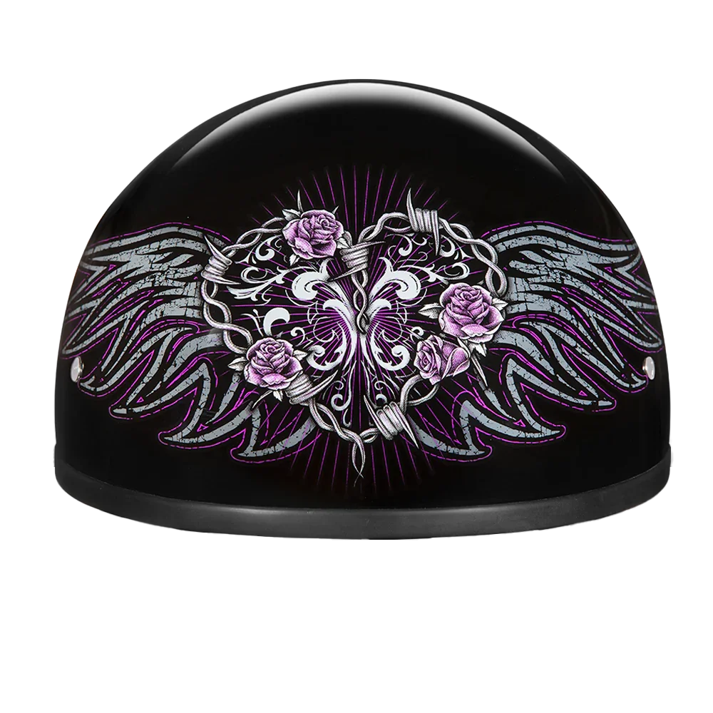 Daytona Helmets DOT Approved Daytona Motorcycle Half Face Helmet - Skull Cap Graphics for Men & Women, Scooters, ATVs, UTVs & Choppers - W/ Barbed Wire Heart