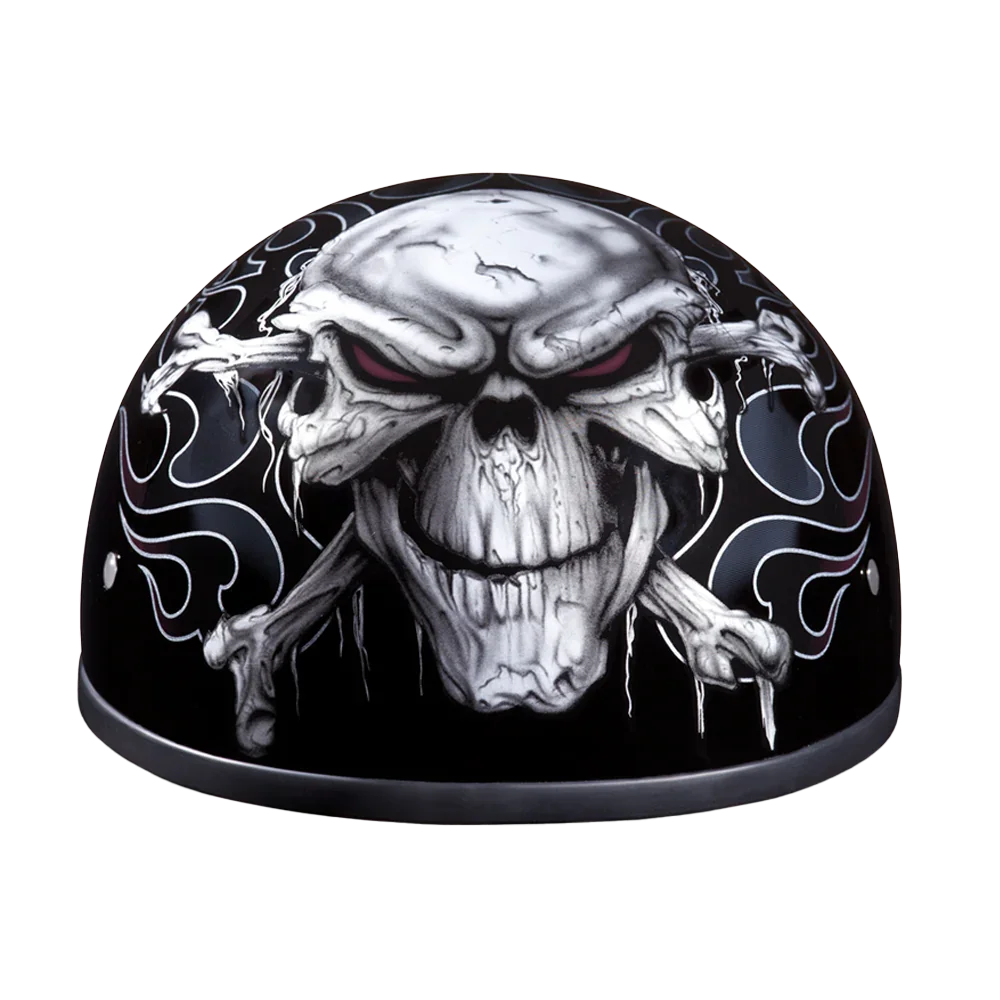 Daytona Helmets DOT Approved Daytona Motorcycle Half Face Helmet - Skull Cap Graphics for Men & Women, Scooters, ATVs, UTVs & Choppers - W/ Cross Bones