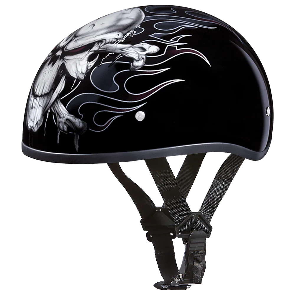 Daytona Helmets DOT Approved Daytona Motorcycle Half Face Helmet - Skull Cap Graphics for Men & Women, Scooters, ATVs, UTVs & Choppers - W/ Cross Bones