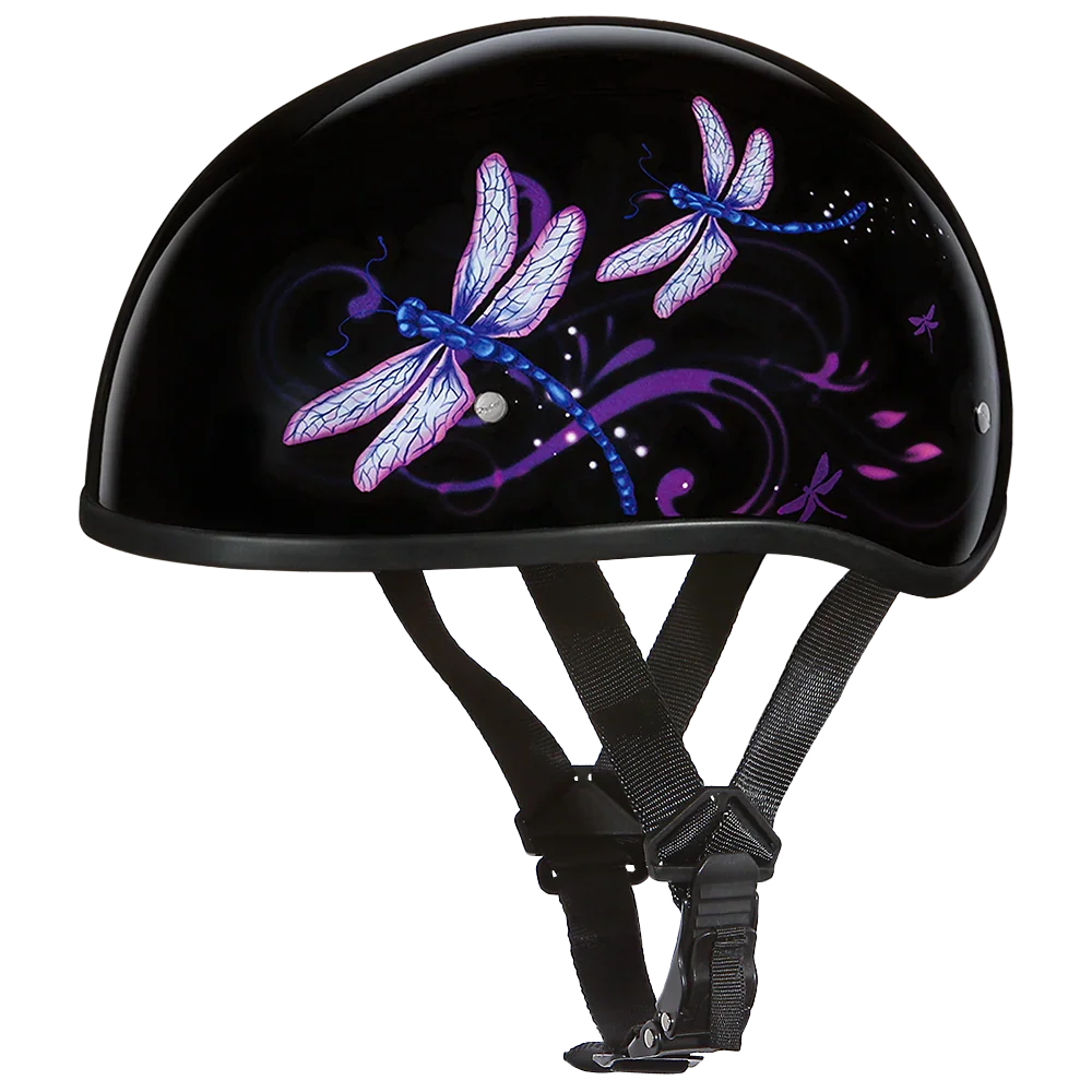 Daytona Helmets DOT Approved Daytona Motorcycle Half Face Helmet - Skull Cap Graphics for Men & Women, Scooters, ATVs, UTVs & Choppers - W/ Dragonfly