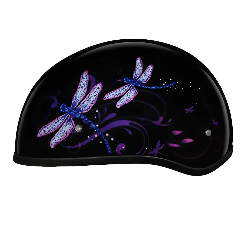 Daytona Helmets DOT Approved Daytona Motorcycle Half Face Helmet - Skull Cap Graphics for Men & Women, Scooters, ATVs, UTVs & Choppers - W/ Dragonfly
