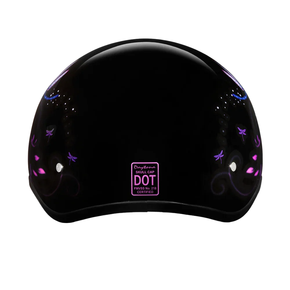Daytona Helmets DOT Approved Daytona Motorcycle Half Face Helmet - Skull Cap Graphics for Men & Women, Scooters, ATVs, UTVs & Choppers - W/ Dragonfly
