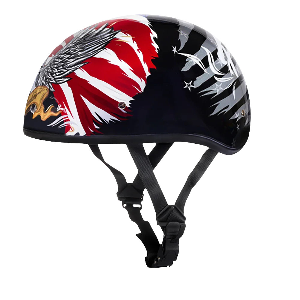 Daytona Helmets DOT Approved Daytona Motorcycle Half Face Helmet - Skull Cap Graphics for Men & Women, Scooters, ATVs, UTVs & Choppers - W/ Freedom 2.0