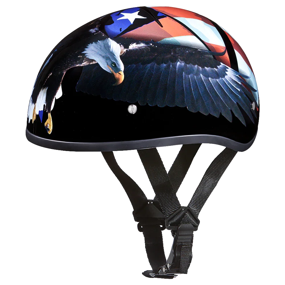 Daytona Helmets DOT Approved Daytona Motorcycle Half Face Helmet - Skull Cap Graphics for Men & Women, Scooters, ATVs, UTVs & Choppers - W/ Freedom