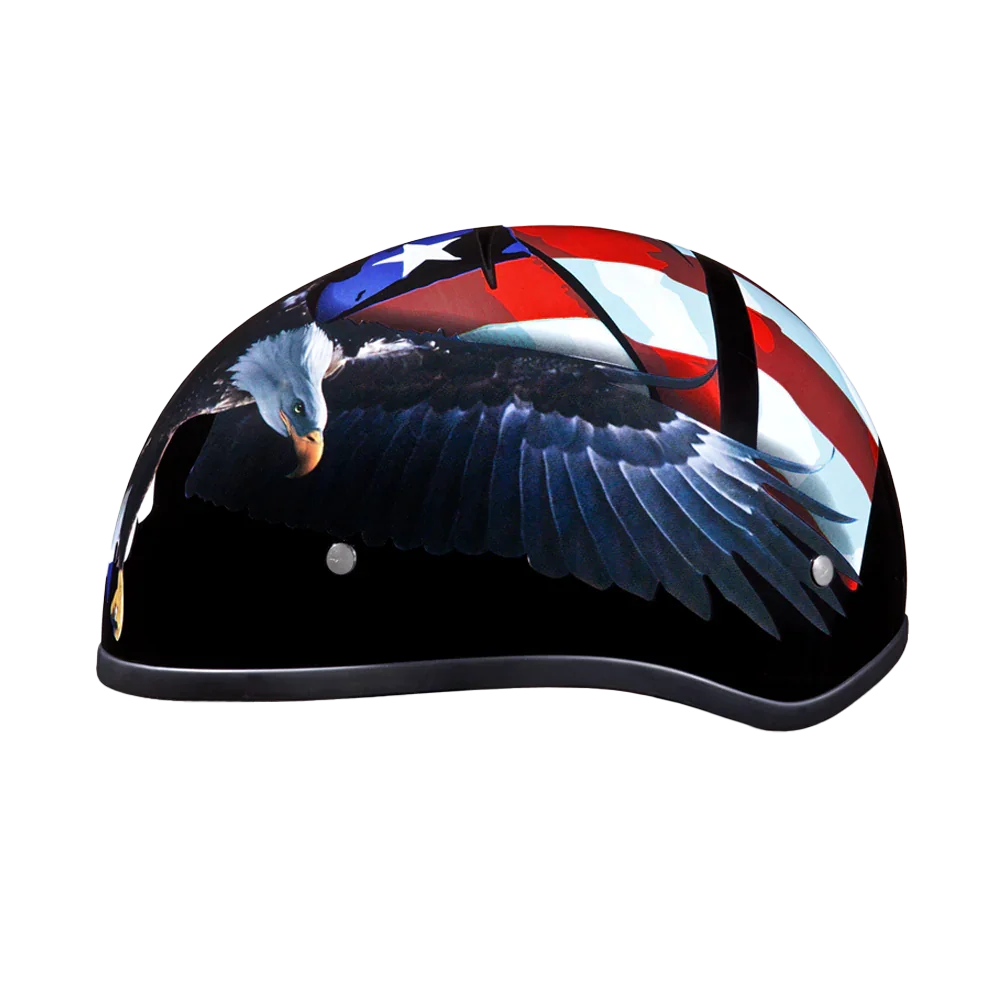 Daytona Helmets DOT Approved Daytona Motorcycle Half Face Helmet - Skull Cap Graphics for Men & Women, Scooters, ATVs, UTVs & Choppers - W/ Freedom