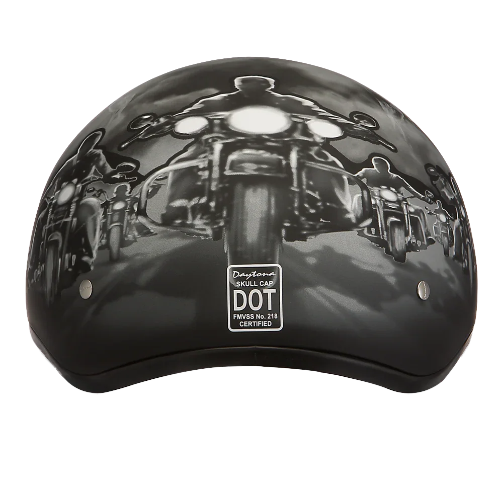 Daytona Helmets DOT Approved Daytona Motorcycle Half Face Helmet - Skull Cap Graphics for Men & Women, Scooters, ATVs, UTVs & Choppers - W/ Guns