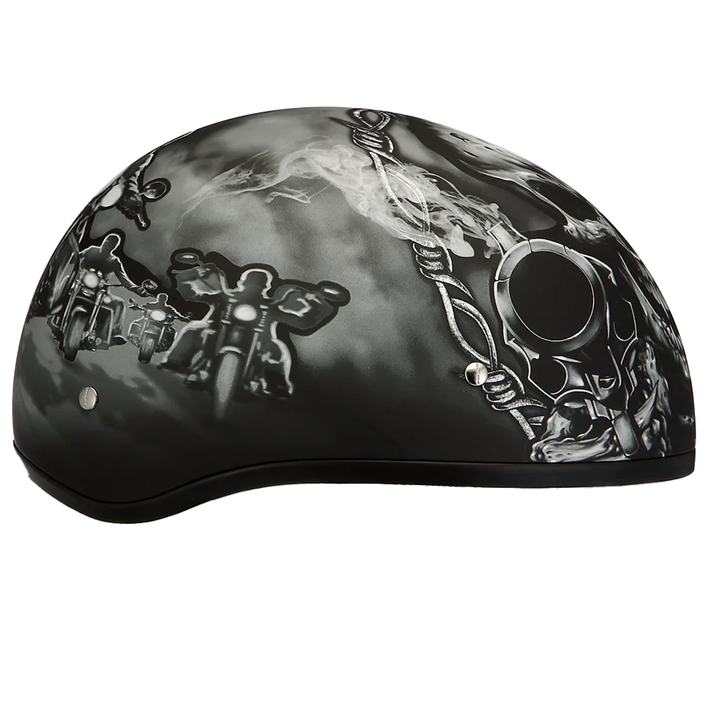 Daytona Helmets DOT Approved Daytona Motorcycle Half Face Helmet - Skull Cap Graphics for Men & Women, Scooters, ATVs, UTVs & Choppers - W/ Guns