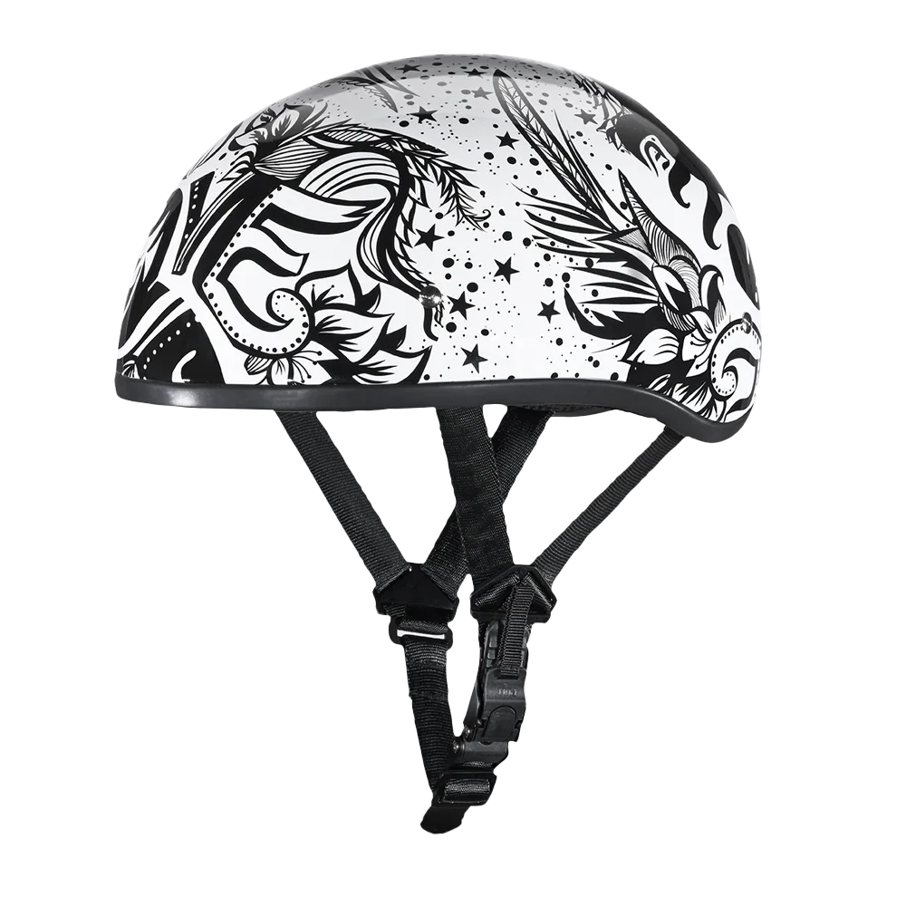 Daytona Helmets DOT Approved Daytona Motorcycle Half Face Helmet - Skull Cap Graphics for Men & Women, Scooters, ATVs, UTVs & Choppers - W/ Lovesee