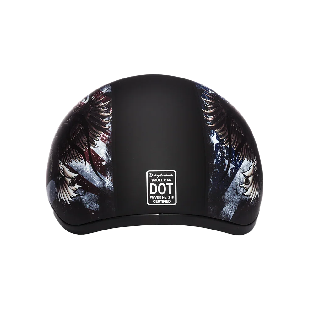 Daytona Helmets DOT Approved Daytona Motorcycle Half Face Helmet - Skull Cap Graphics for Men & Women, Scooters, ATVs, UTVs & Choppers - W/ USA